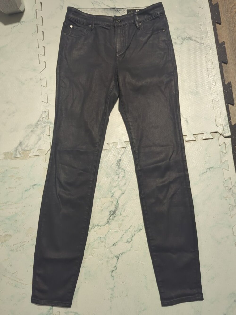 $90 Armani Exchange Women's,J01 Super Skinny Straight Mid Rise Jeans,Black, 28R